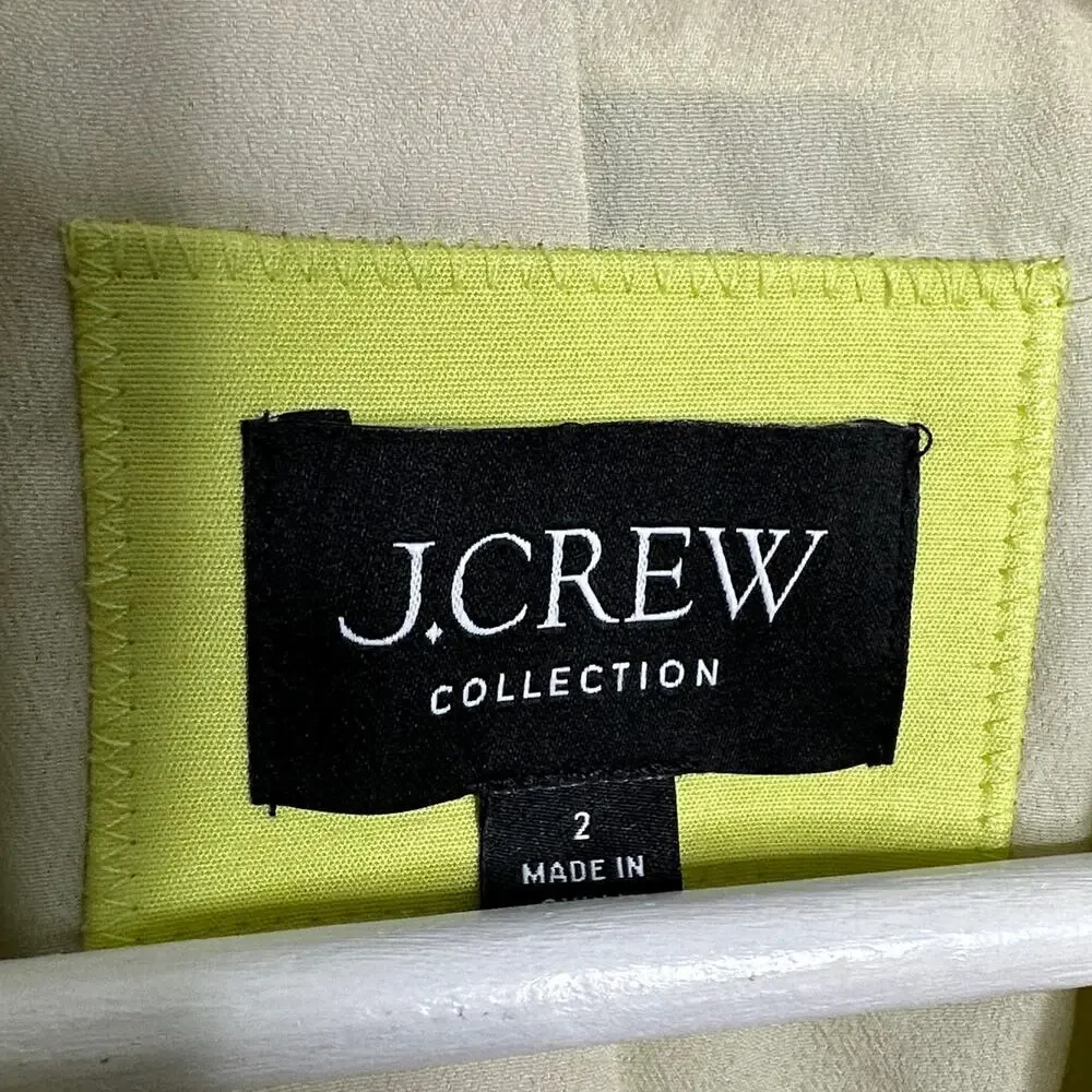 J. CREW COLLECTION Cropped Blazer City Drapey Twill Pale Kiwi Green Yellow {XX3}